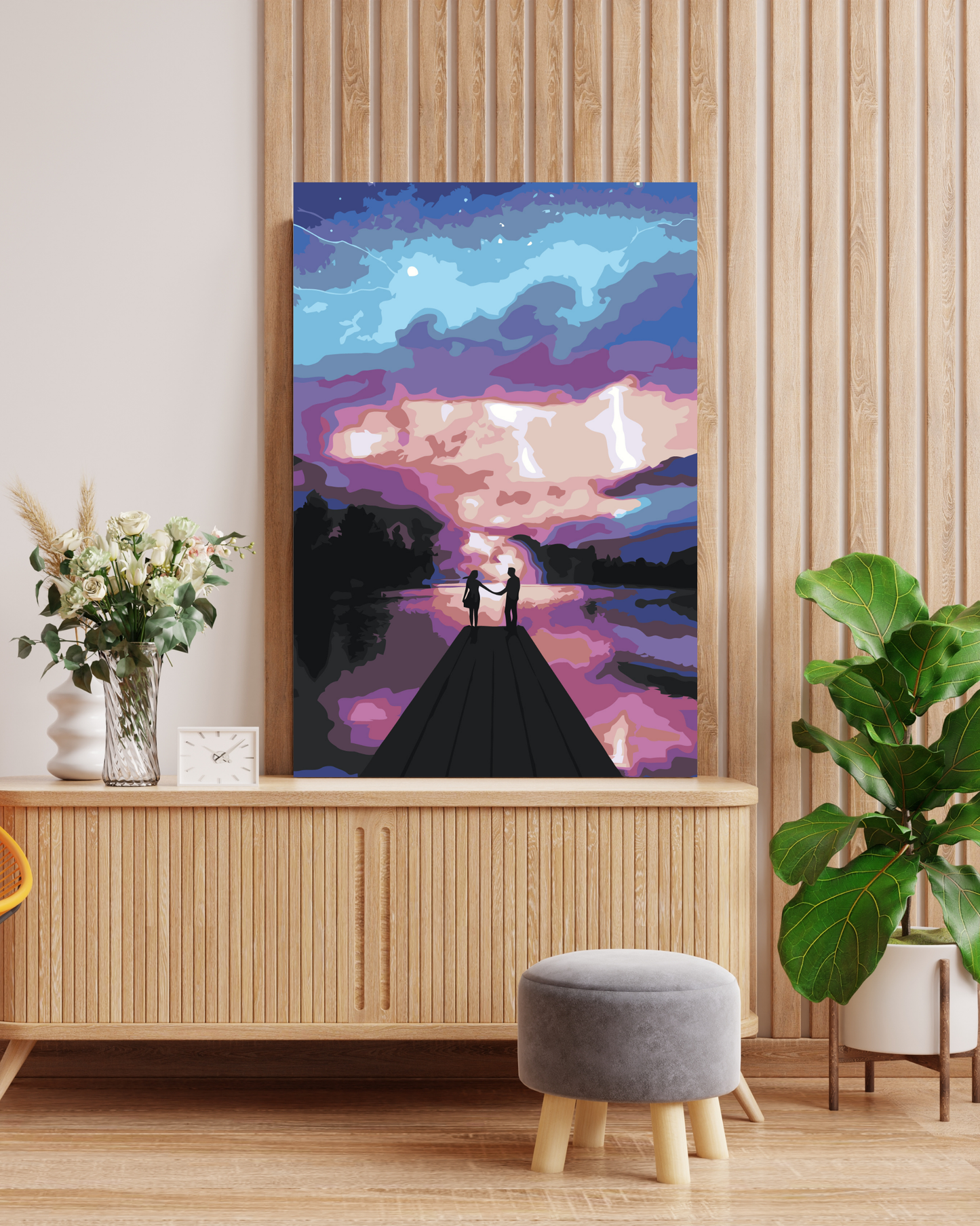 Silhouettes Against Golden Sky Paint by Numbers Kit Numerio