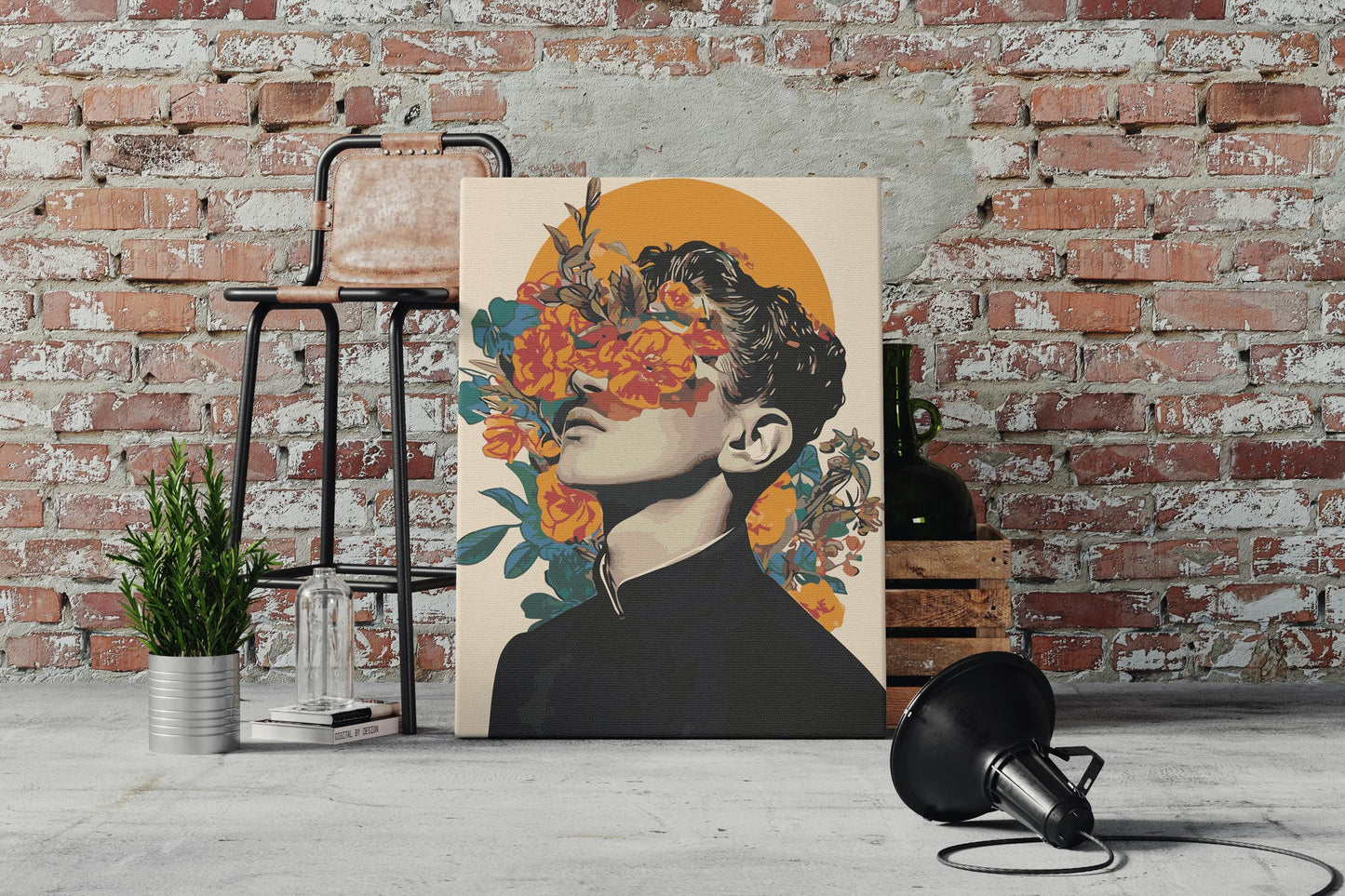 man with flowers painting by numbers canvas kit for adults