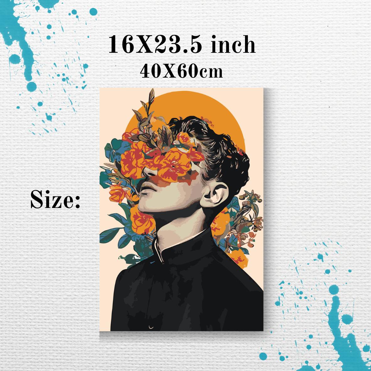 man with flowers painting by numbers canvas kit for adults