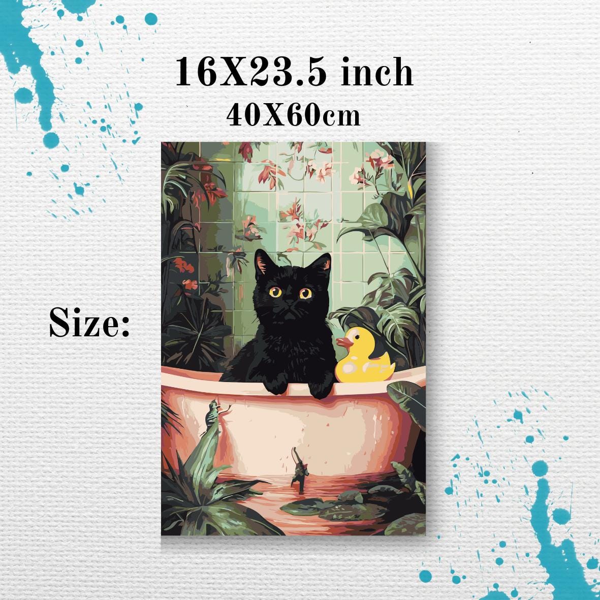Bathing Cat with Duck Paint By Numbers Kit