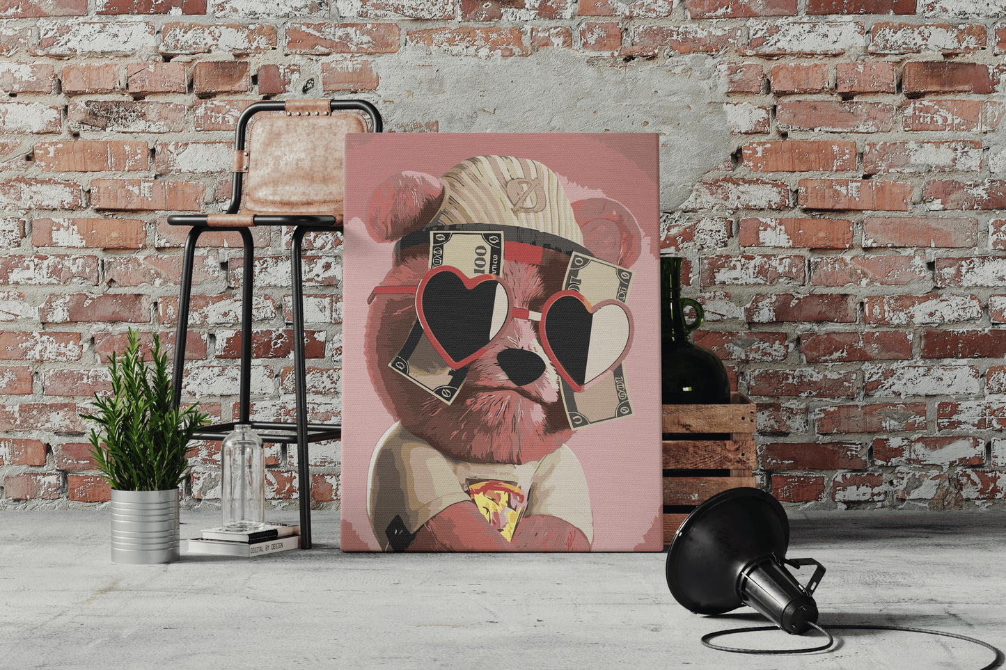 pink bear painting to numbers canvas kit for adults