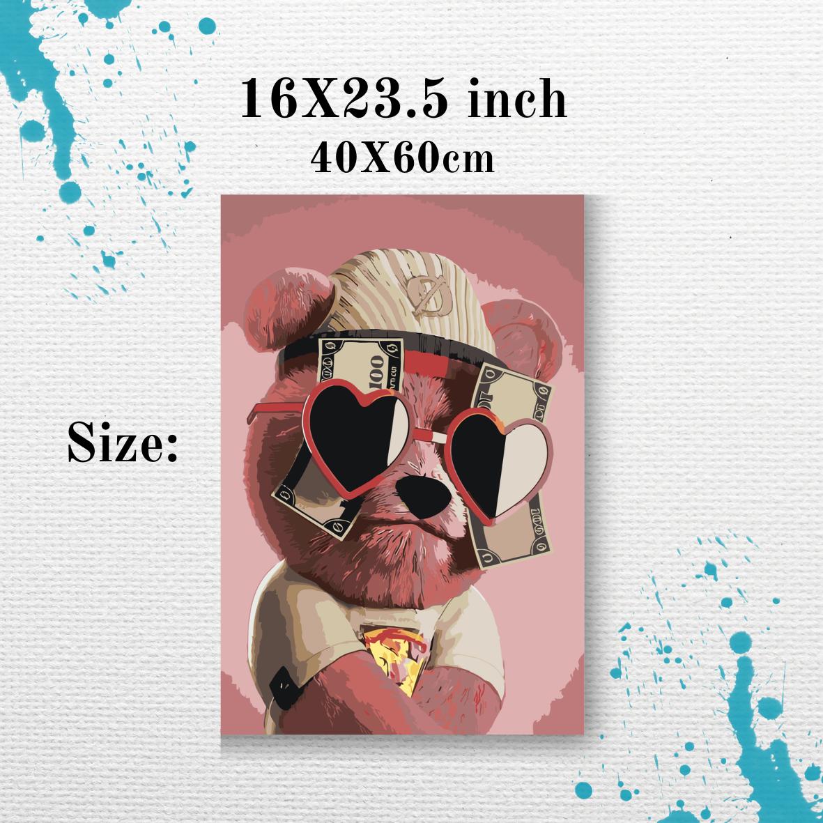 pink bear painting to numbers canvas kit for adults