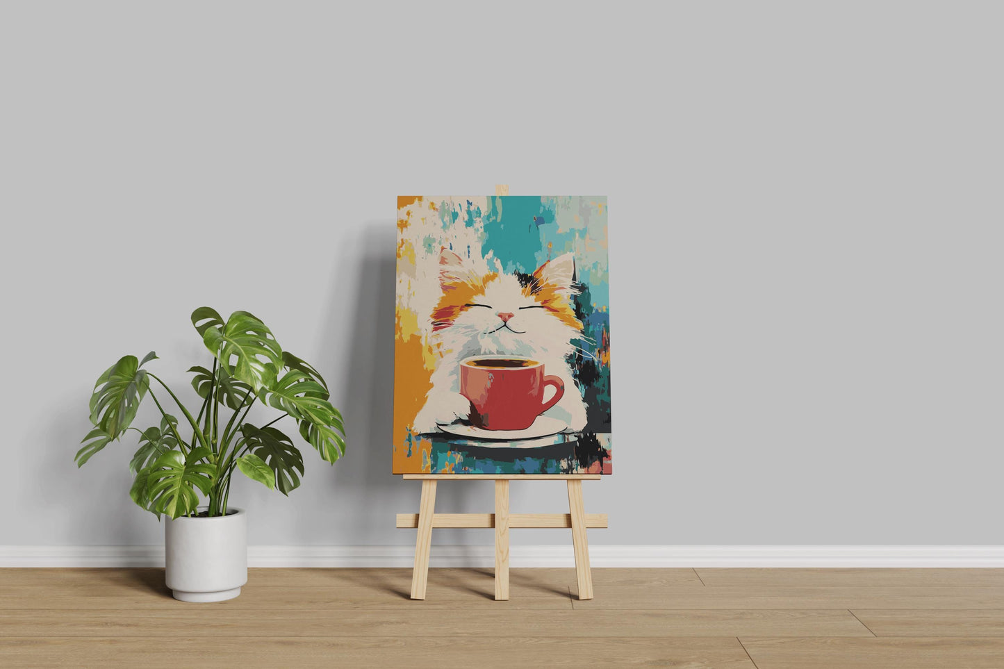 cute cat painting by numbers canvas kit for adults