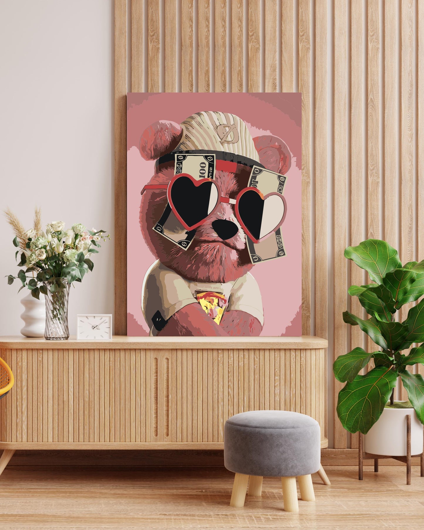 pink bear painting to numbers canvas kit for adults
