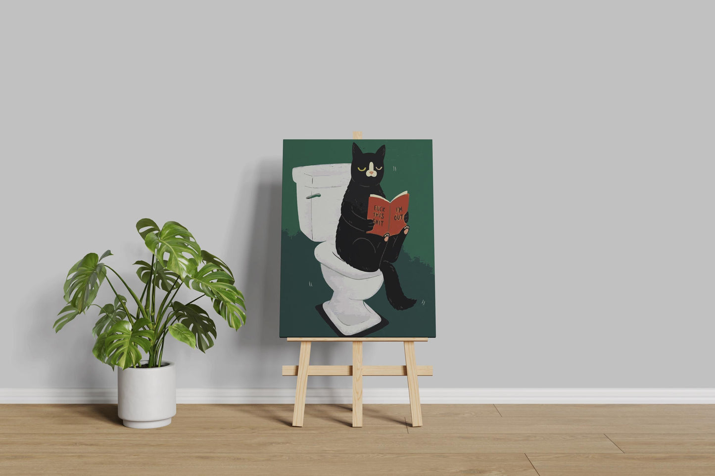 black cat on toilet painting by numbers canvas kit for adults