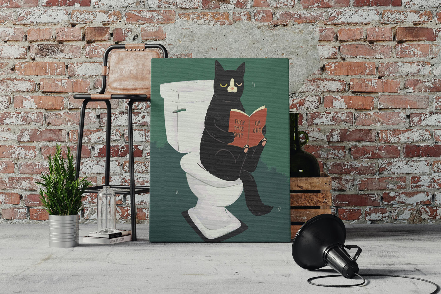 black cat on toilet painting by numbers canvas kit for adults
