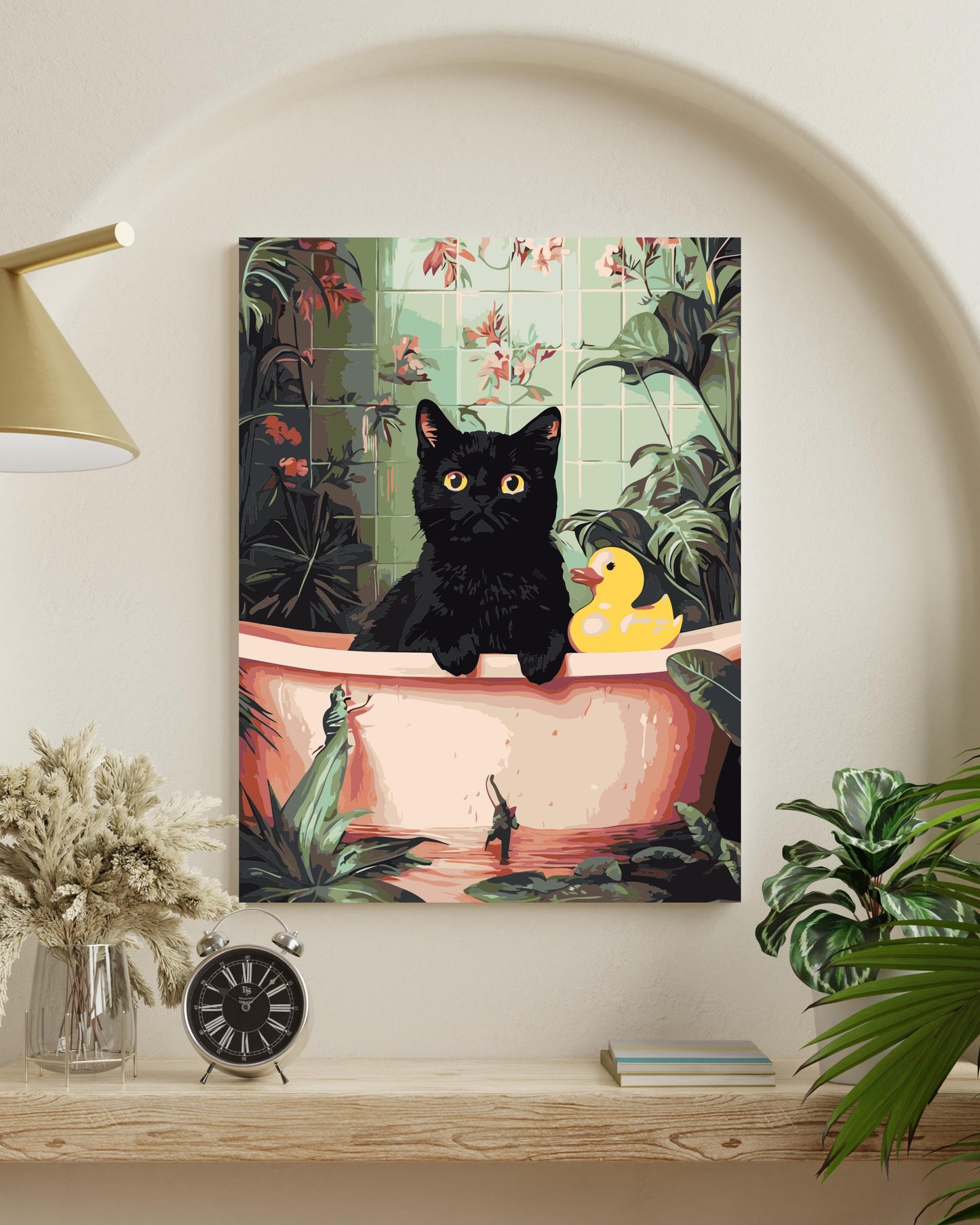 Bathing Cat with Duck Paint By Numbers Kit