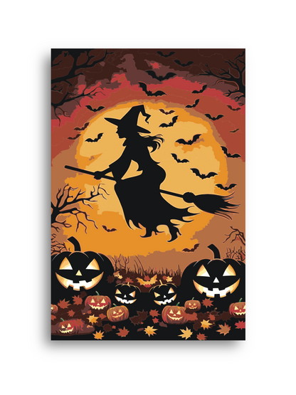 Halloween Witch Paint by Numbers Kit: Spooky DIY Canvas Art Numerio