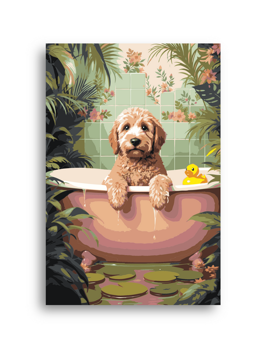 Golden Doodle Bathtub Paint by Numbers Kit - Funny Animal Art Numerio