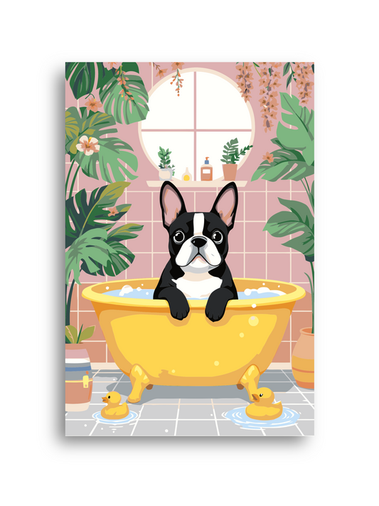 French Bulldog Bathroom Paint by Numbers Kit - Cute Dog Art Numerio