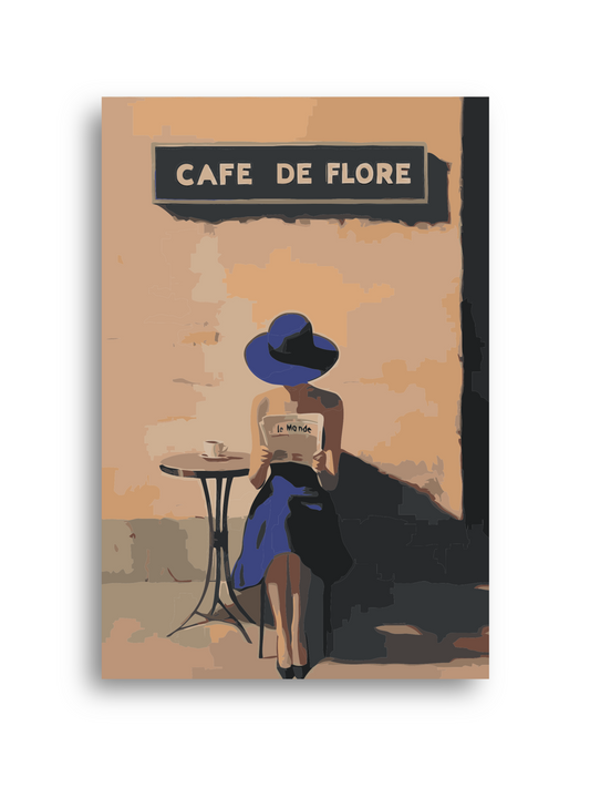 Parisian Café Paint by Numbers Kit - Elegant Woman Reading Numerio