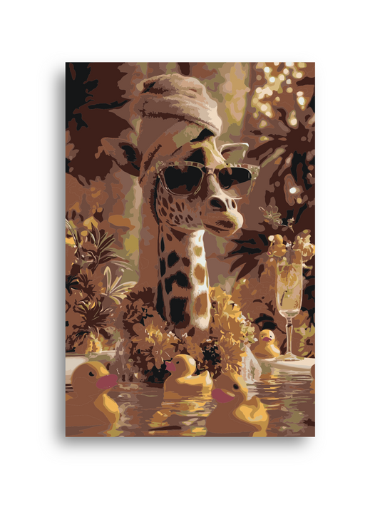 Giraffe Spa Day Paint by Numbers Kit: Funny Animal DIY Wall Art Numerio
