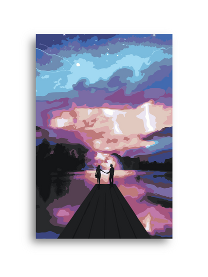 Silhouettes Against Golden Sky Paint by Numbers Kit Numerio