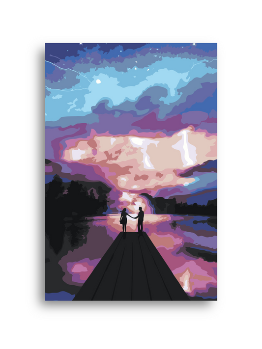 Silhouettes Against Golden Sky Paint by Numbers Kit Numerio