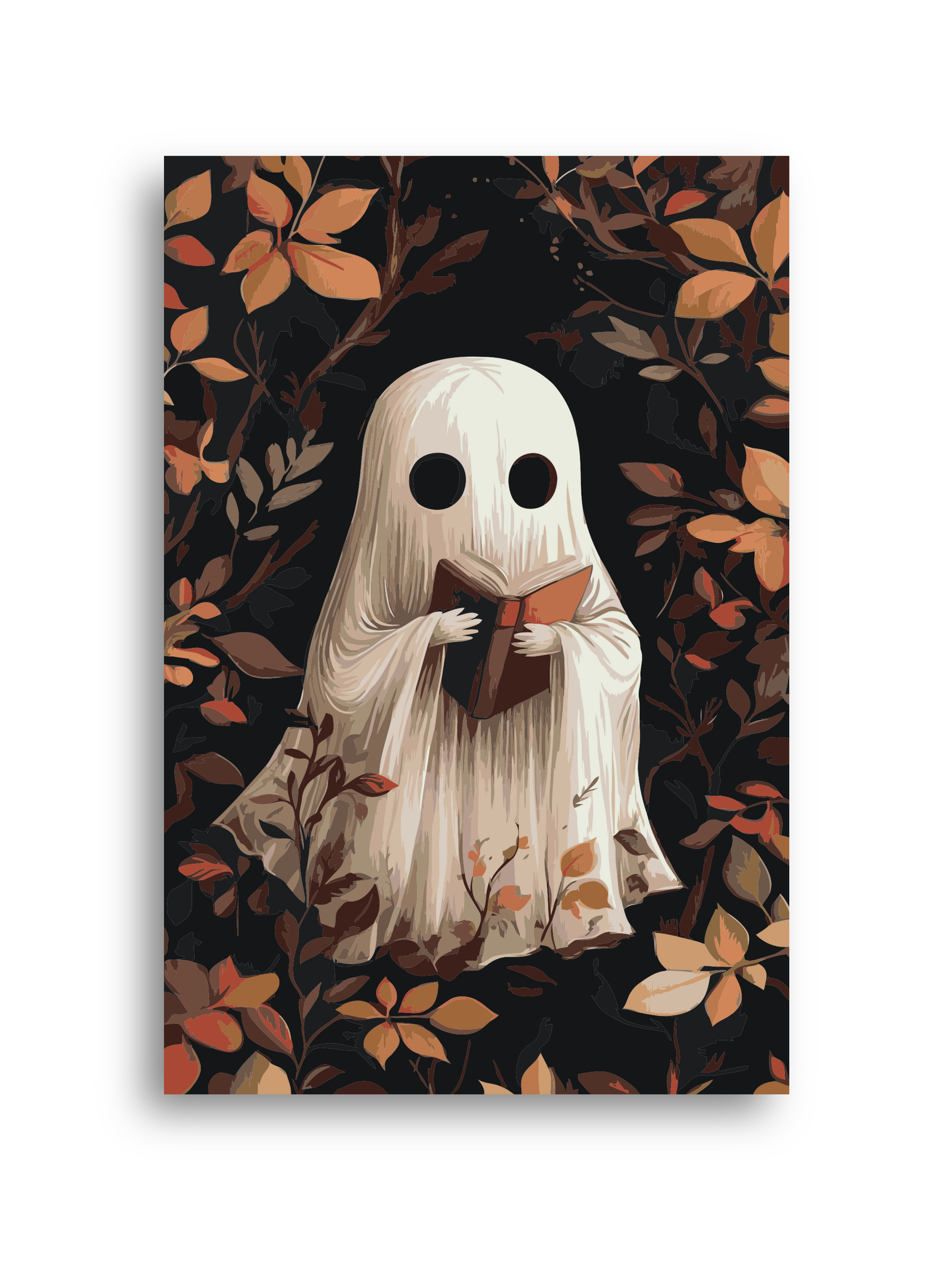 Ghost Reading Book Paint by Numbers Kit: Cozy Halloween DIY Art Numerio