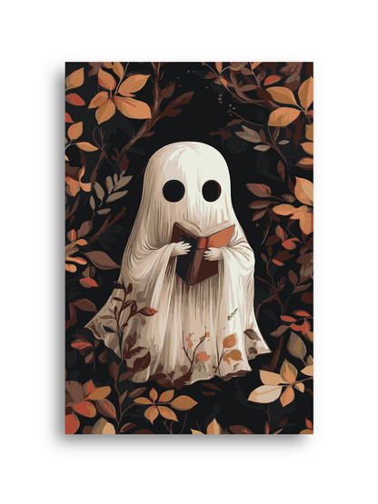 Ghost Reading Book Paint by Numbers Kit: Cozy Halloween DIY Art Numerio
