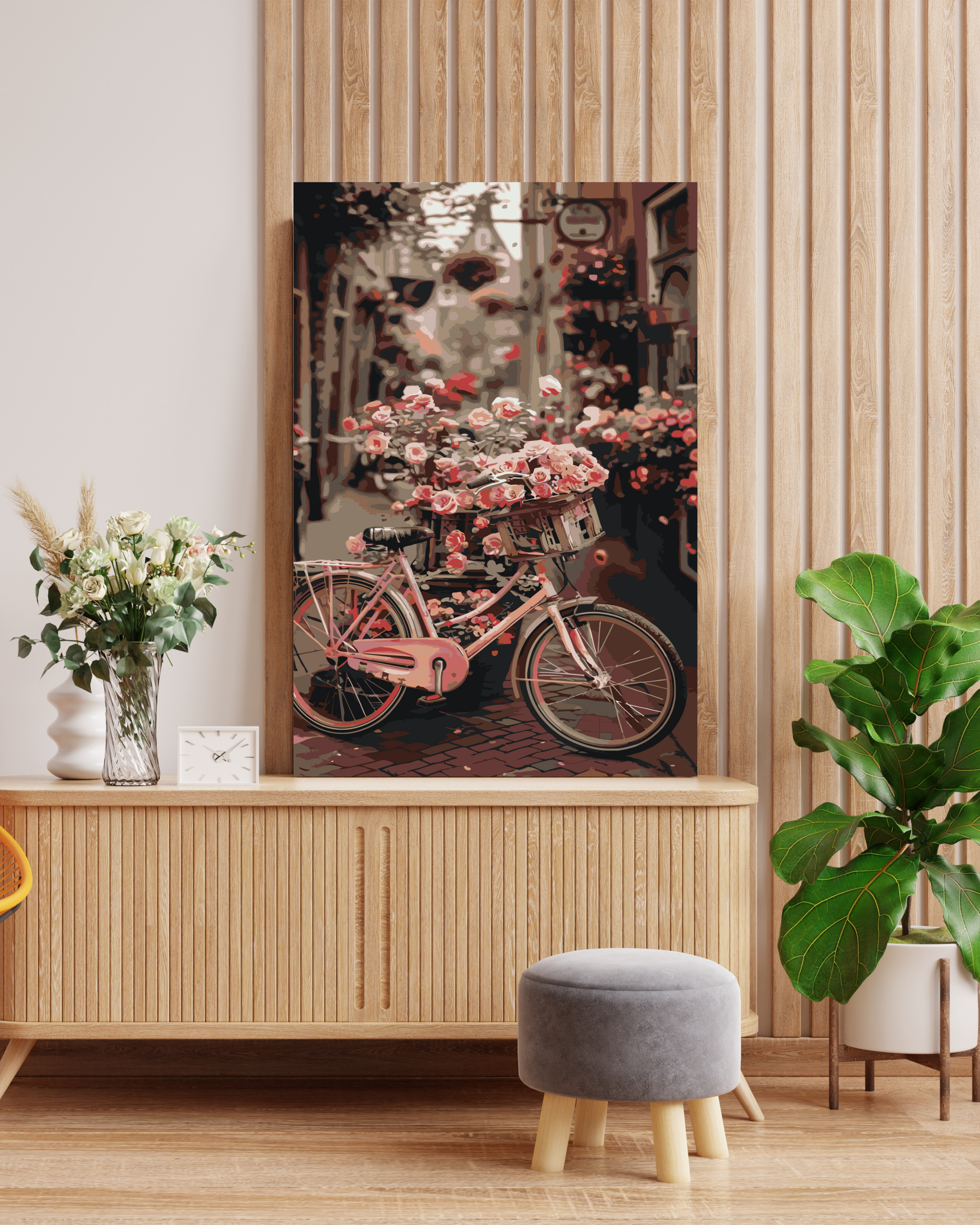 Vintage Bike Spring Garden Paint by Numbers Kit Numerio