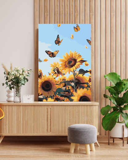 Sunflower Paint By Numbers Kit | DIY Canvas Painting for Adults | Bright Summer Floral Wall Art