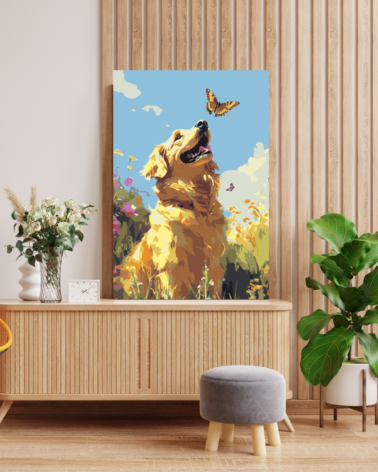 Golden Retriever with Butterfly Paint by Numbers Kit Numerio