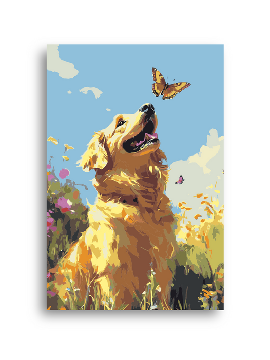 Golden Retriever with Butterfly Paint by Numbers Kit Numerio