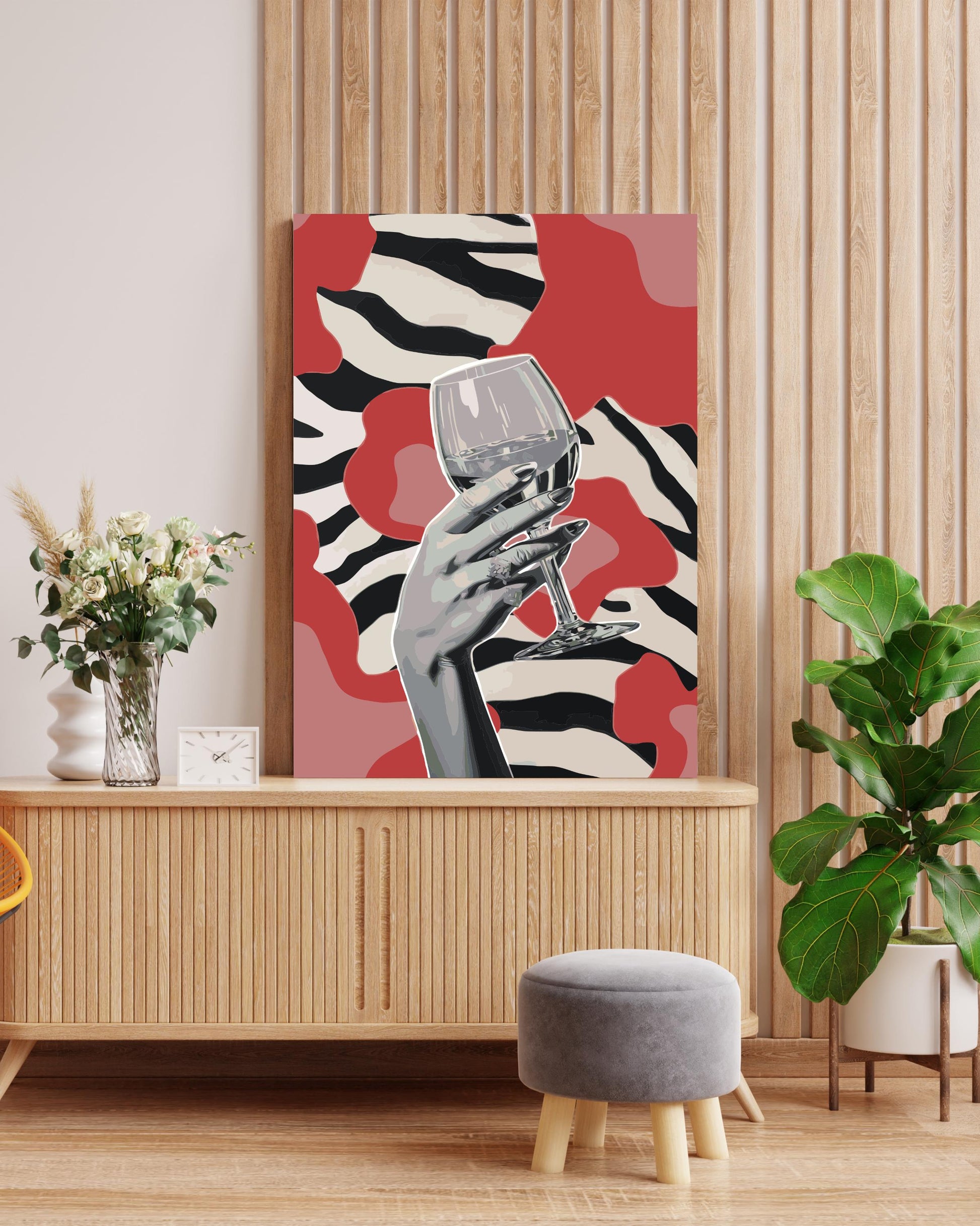 Zebra Print Wine Glass Paint by Numbers Kit Numerio