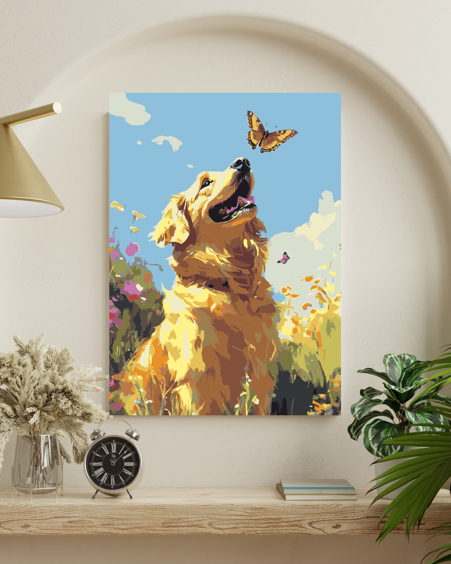Golden Retriever with Butterfly Paint by Numbers Kit Numerio