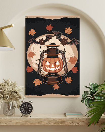 Pumpkin Lantern Paint By Numbers Kit – Spooky Halloween Moon & Bat DIY Painting