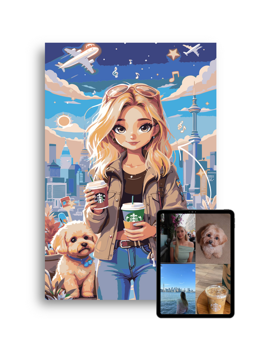 Custom Cartoon Paint By Numbers Kit | Personalized Illustration From Your Favorite Things Numerio