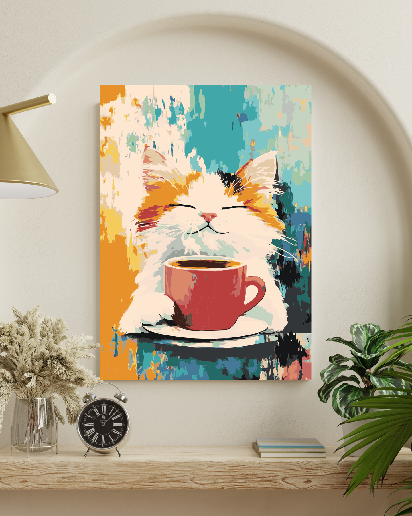 White Fluffy Cat Paint by Numbers Numerio