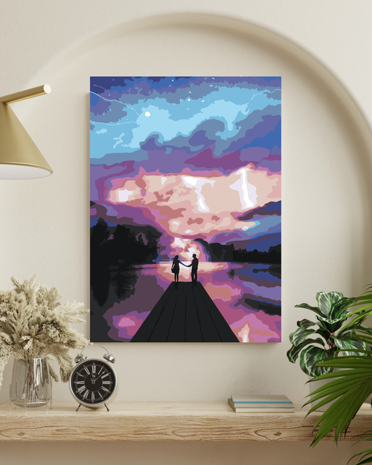 Silhouettes Against Golden Sky Paint by Numbers Kit Numerio