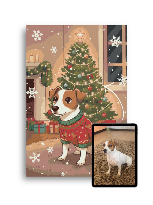 Custom Paint by Numbers Kit | Christmas Cartoon Style | Personalized Photo to Painting Numerio