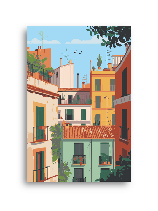Mediterranean City Paint by Numbers Kit - Balcony View Scene Numerio