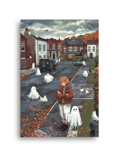 Halloween Ghosts Paint by Numbers Kit: Cozy Autumn DIY Canvas Art Numerio