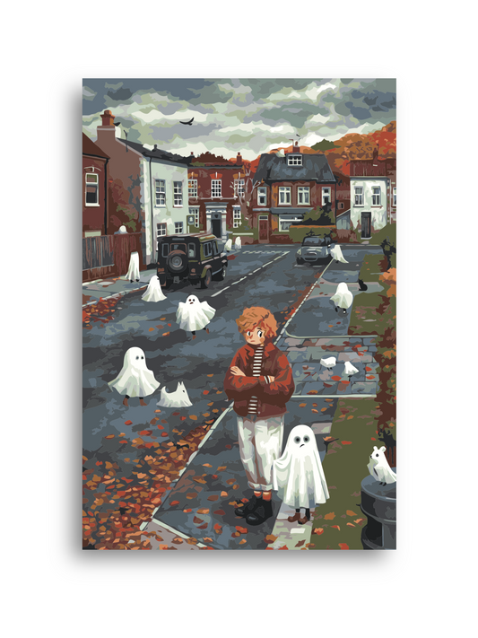 Halloween Ghosts Paint by Numbers Kit: Cozy Autumn DIY Canvas Art Numerio