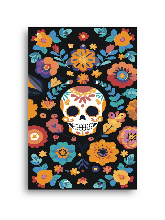 Colorful Sugar Skull Paint by Numbers Kit – Día de los Muertos Skull DIY Painting, Mexican Halloween Art Wall Decor Gift Numerio