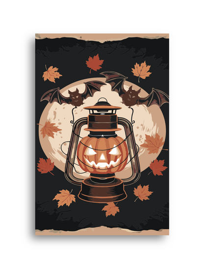 Pumpkin Lantern Paint By Numbers Kit – Spooky Halloween Moon & Bat DIY Painting