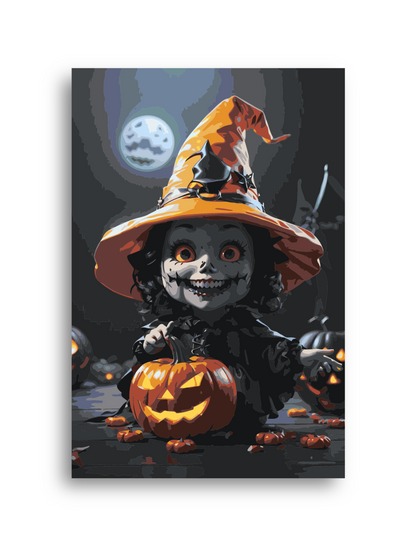Halloween Ghost & Pumpkin Paint by Numbers Kit - Haunted House Scene Numerio