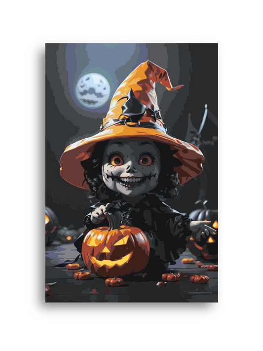 Halloween Ghost & Pumpkin Paint by Numbers Kit - Haunted House Scene Numerio