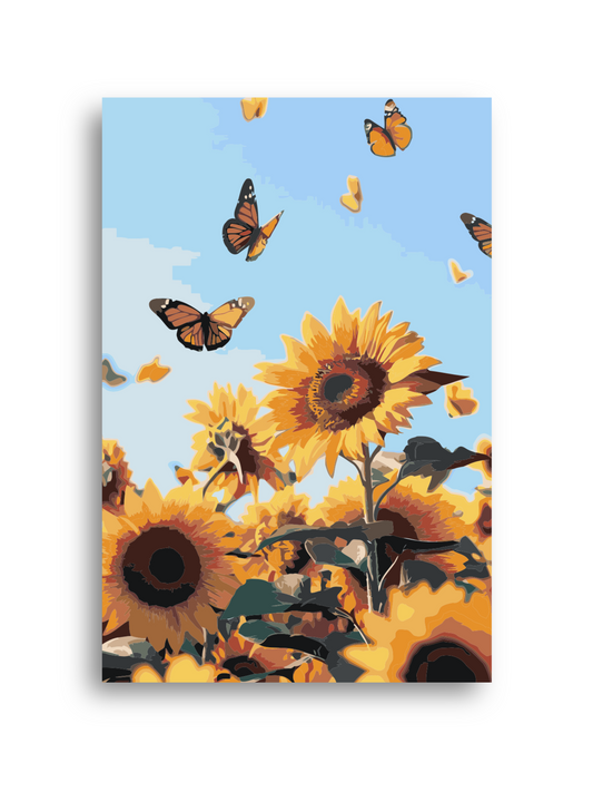 Sunflower Paint By Numbers Kit | DIY Canvas Painting for Adults | Bright Summer Floral Wall Art