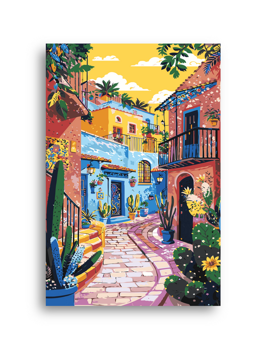 Mediterranean Village Houses Paint by Numbers Numerio