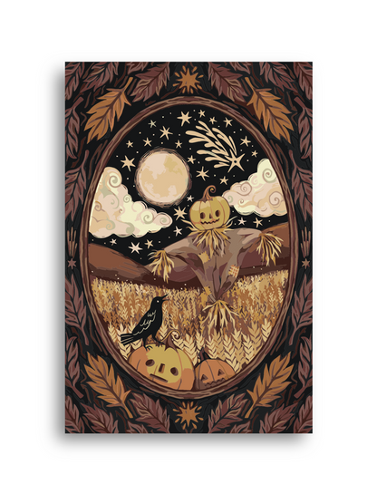 Scarecrow Pumpkin Head Paint By Numbers Kit: Spooky Halloween Field DIY Painting