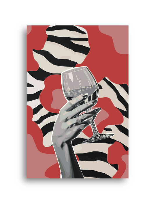 Zebra Print Wine Glass Paint by Numbers Kit Numerio