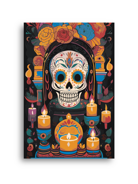 Day of the Dead Skull Paint by Numbers Kit – Vibrant Floral Sugar Skull DIY Painting, Mexican Festival Art Home Decor Numerio