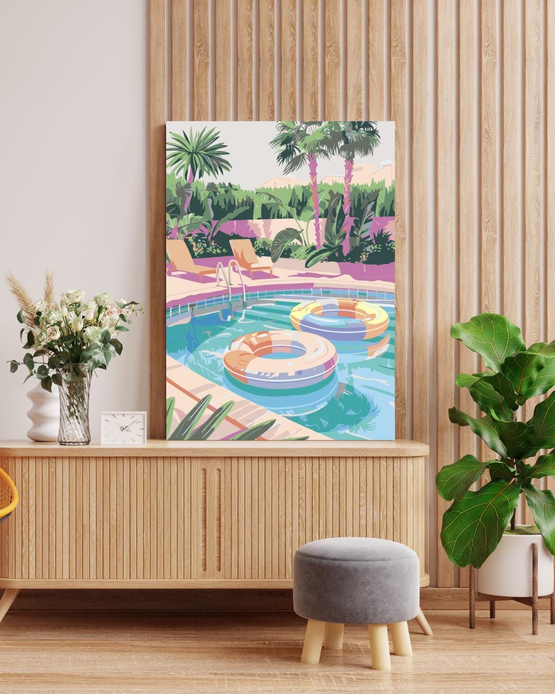 Serene Pool Paradise Escape Paint by Numbers Numerio