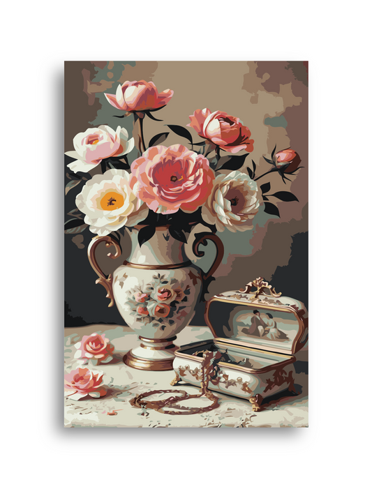 Vase of Flowers Paint By Numbers | DIY Canvas Art Kit for Adults | Bright Floral Bouquet Wall Decor