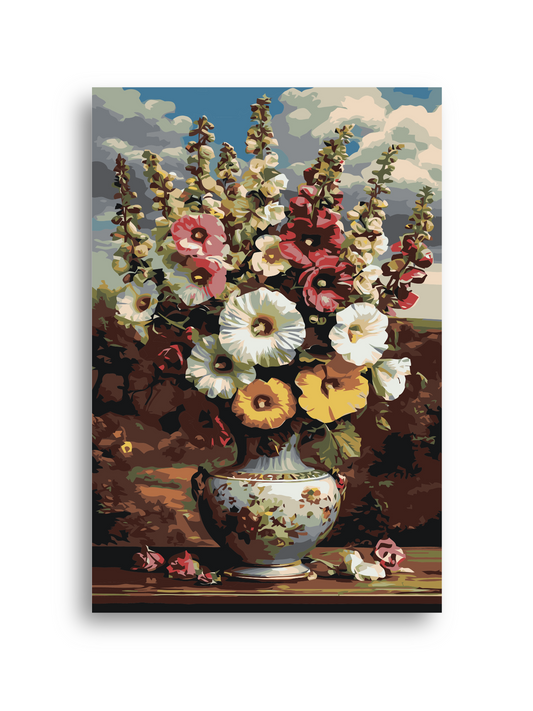 Flowers in Vase Paint By Numbers Kit | DIY Floral Canvas Painting for Adults | Elegant Flower Wall Art