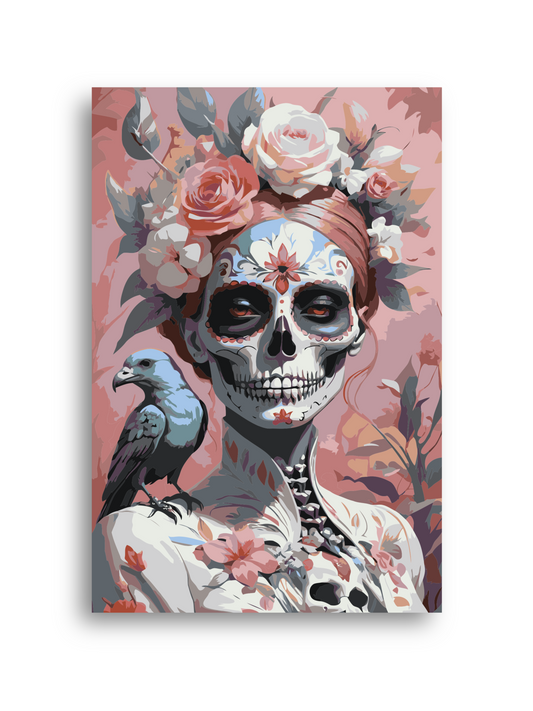 Sugar Skull Paint by Numbers Kit: Gothic Floral Skeleton DIY Canvas Art Numerio