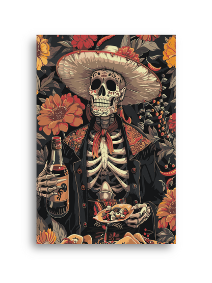 Day of the Dead Skeleton Paint by Numbers Kit | Mexican Fiesta Sugar Skull Painting | DIY Canvas Art for Adults & Home Decor Numerio