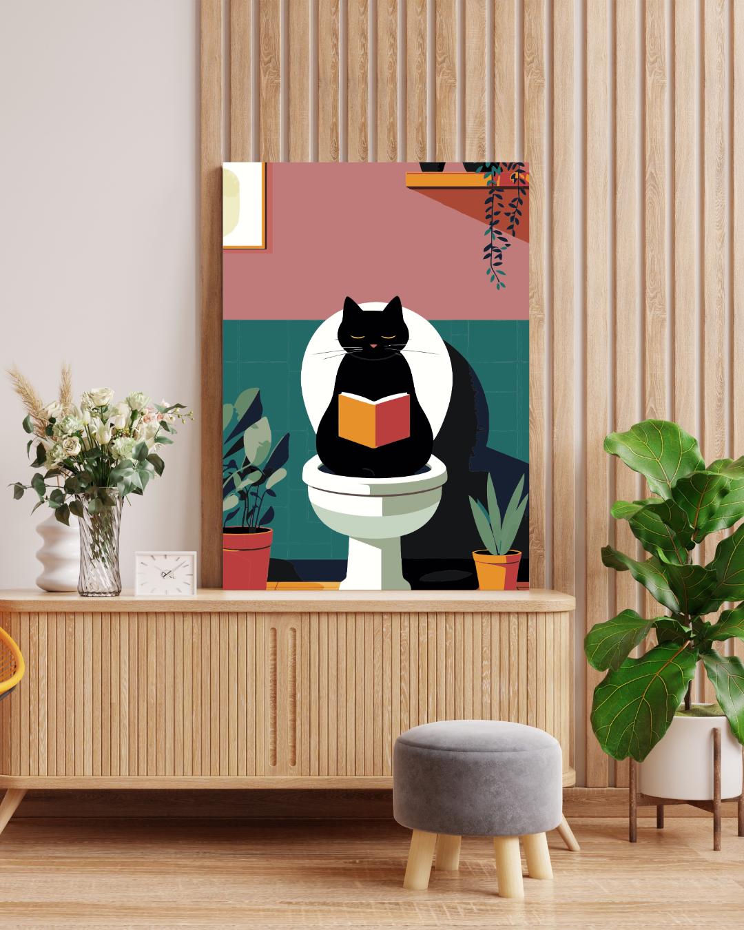Curious Toilet Cat Paint by Numbers Kit Numerio