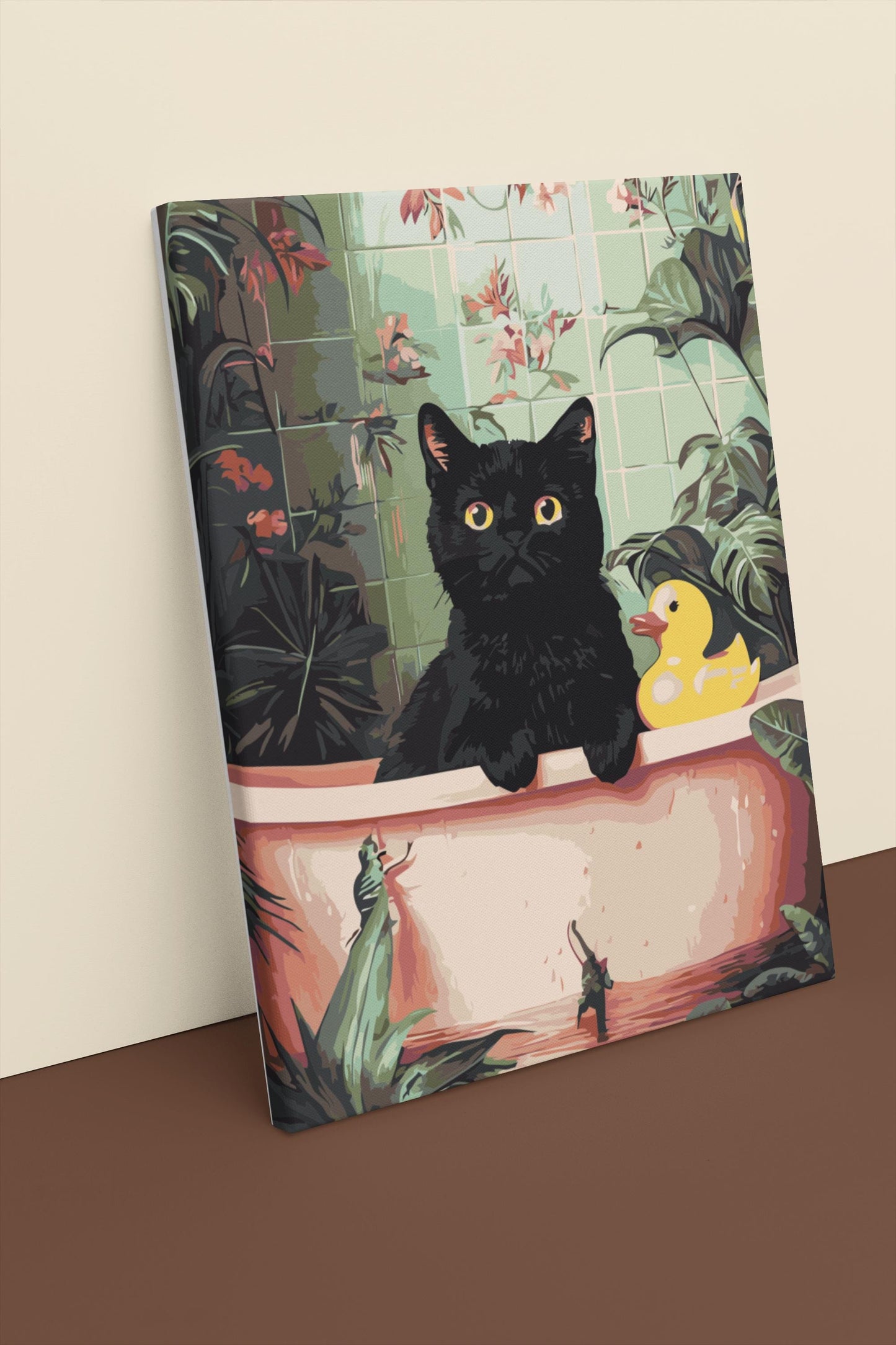 Bathing Cat with Duck Paint By Numbers Kit